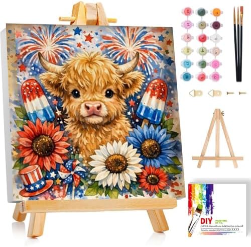 Gemozaic 4th of July Framed Paint by Numbers Kit for Adults and Kids 8-12 by Gemozaic
