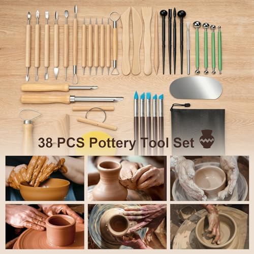 Amrules 38 Pcs Polymer Clay Sculpting Tools Kit for Adults, Light Yellow - Image 7