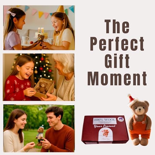 Yarnique Wool Bear Knitting Kit – Real Wool Amigurumi Kit for Adults with Video Tutorials | DIY Bear Crochet & Knitting Kit with Tools | Holiday Gift Craft Set（Overall - Image 6