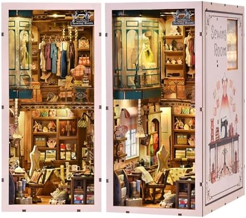 fifijoy Book Nook Kit - Sewing Room DIY Miniature House Dollhouse Kit for Adults and Teens, Booknook Tiny House Bookshelf Decor 3D Wooden Puzzle, Gifts for Family and Friends by fifijoy