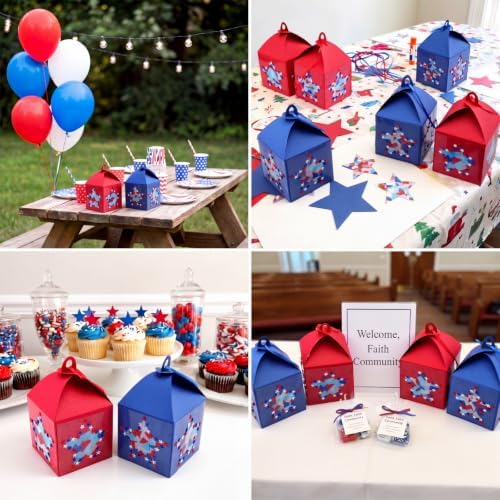 Maitys 16 Sets Patriotic Red Blue Star Paper Lantern Suncatcher Craft Kits - Image 3