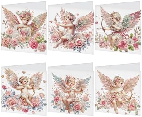 JISHSHAY 6 PCS Angel Diamond Painting Greeting Cards Angel Diamond Art Birthday Cards with Envelopes Gem Art Gem Painting Mosaic Kits for Adults for Thanksgiving Anniversary Valentine Birthday by Unknown