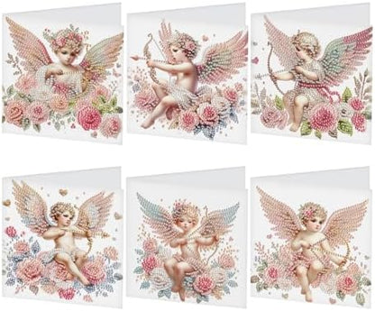 JISHSHAY 6 PCS Angel Diamond Painting Greeting Cards Angel Diamond Art Birthday Cards with Envelopes Gem Art Gem Painting Mosaic Kits for Adults for Thanksgiving Anniversary Valentine Birthday by Unknown