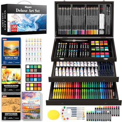 iBayam Art Set,195-Pack Arts and Crafts for Kids Ages 8-12, Deluxe Gift Box by iBayamDirect
