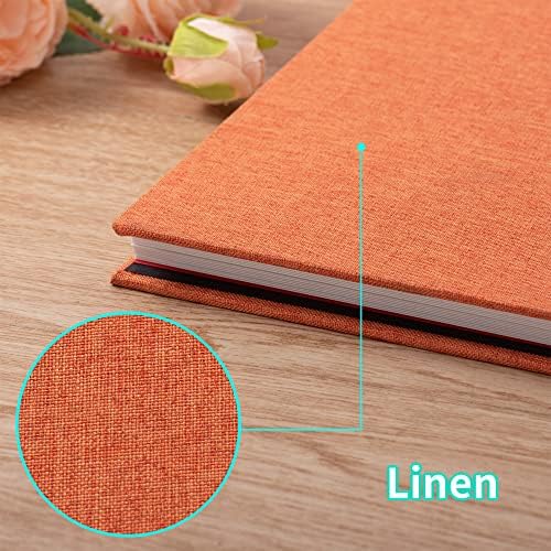 Large Photo Album Self Adhesive 4x6 8x10 10x12 13"x12.8" Magnetic Scrapbook Album 12.6"x11" Inch 40 Pages Linen Cover DIY Photo Album with A Metallic Pen and DIY Stickers(Orange) - Image 5