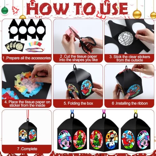 Maitys 16 Sets Christmas Snowman Paper Lantern Suncatcher Craft Kits - Image 6