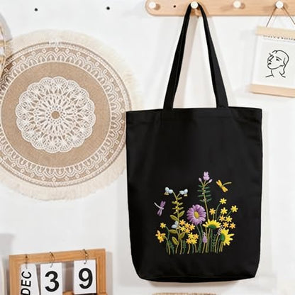 CREAWONDER Canvas Tote Bag Embroidery Kit with Pattern for Beginners, Arts and DIY Embroidery Crafts Kits for Adults, Include Instructions, Embroidery Hoops, Color Threads and Tool - Image 7