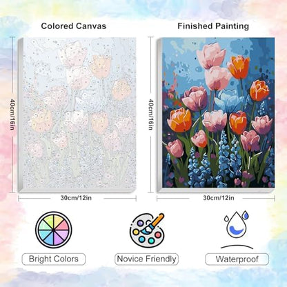 Yezavesu Flowers Framed Paint by Numbers Kit for Adults Beginner - Image 3
