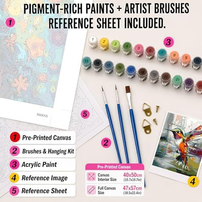 NXIKYO Hummingbird Paint by Numbers Kit for Adults Beginner, Abstract Adult Paint by Number Kits on Canvas, DIY Acrylic Oil Easy Painting by Numbers for Home Wall Decor 16 X 20 inch (Without Frame) - Image 2