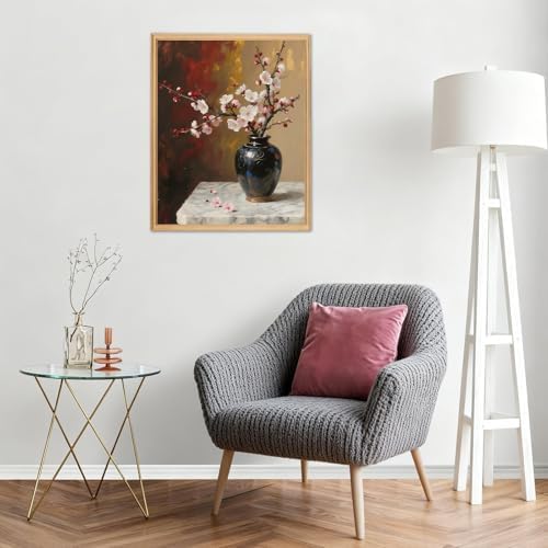 AIRDEA Flowers Paint by Numbers for Adults,Cherry Blossoms Painting by Number Kits on Canvas,Frameless,16x20in DIY Acrylic Painting for Beginner,Home Wall Decor,Vase on Table - Image 7