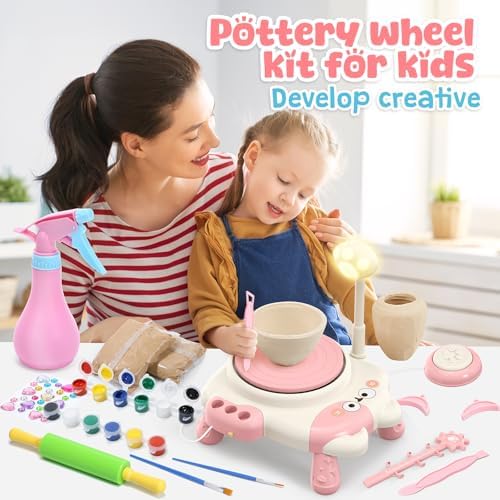 Pottery Wheel for Kids with Foot Pedal, Air Dry Clay Craft Kit Ages 6+ - Image 4
