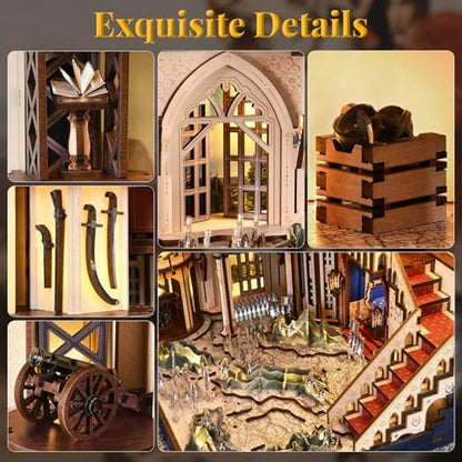 MiniCity Napoleon Book Nook Kit, DIY Wooden Miniature House Puzzle with LED - Image 4