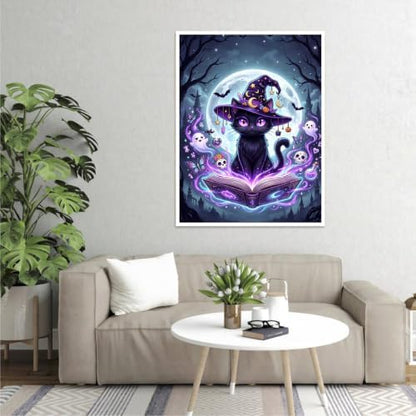 Clendo Magic Cat Paint by Numbers Kit for Adults - Halloween Adult Paint by Number Kits on Canvas Without Frame for Beginner, Oil Painting by Numbers Kit for Gift Home Wall Decor 16x20 Inch - Image 7
