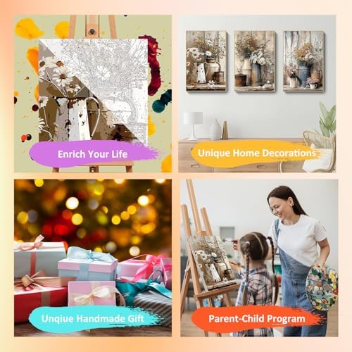 Mandun Farmhouse Paint by Numbers Kit for Adults,3 Pack, 7.8x11.8 inch - Image 7