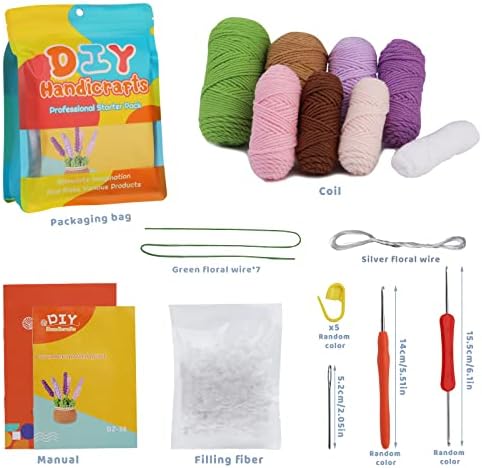 kgxulr Crochet Kit, Crochet Kit for Beginners Flowers, Purple Lavender - Image 2