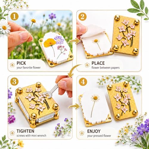 Rumexeng Flower Press Keychain, Portable Botanical Preservation Kit, Bluets - Image 3