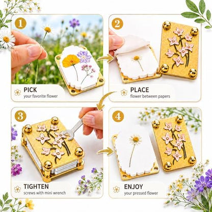 Rumexeng Flower Press Keychain, Portable Botanical Preservation Kit, Bluets - Image 3