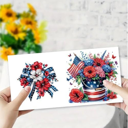 6Pcs Greeting Card DIY Diamond Art Painting Greeting Cards Special Shaped Holiday Blessing Folding Card Kit with Envelopes Arts Crafts for Birthday Festival-Bouquet - Image 4