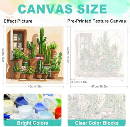 Paint by Numbers Kit for Adults, Desert Cactus Painting, 16 x 16 Inch - Image 3