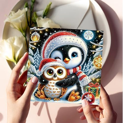 6pcs DIY Diamond Art Christmas Cards Kit with Envelopes & Tools-Diamond Dot Greeting Cards,Xmas 5D Rhinestones Painting for Adults,DIY Craft Family Friend Xmas Gifts(Christmas Penguin) - Image 7