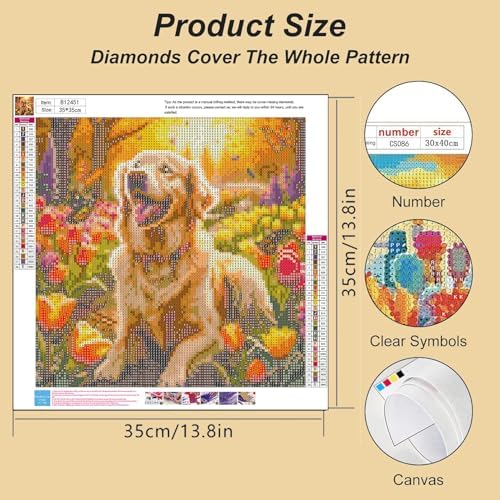 Lophomie Diamond Art Kits for Adults, 5D Dog Diamond Painting Kits 12x16 in - Image 4