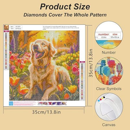 Lophomie Diamond Art Kits for Adults, 5D Dog Diamond Painting Kits 12x16 in - Image 4