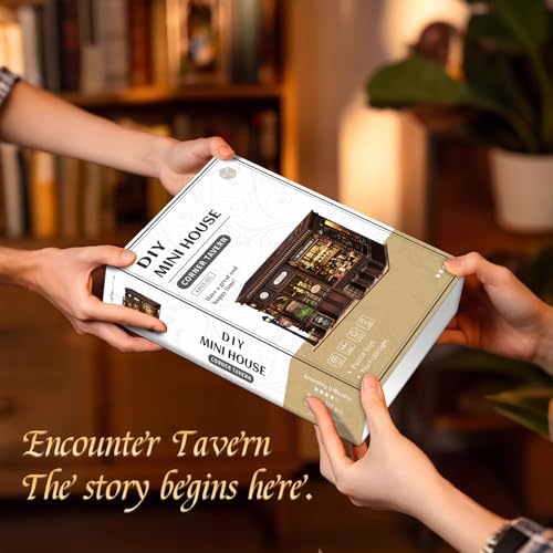 Corner Tavern Book Nook Kits for Adults - DIY Miniature Doll House Kit with LED Lights, 3D Wooden Puzzles, Teens & Beginners, Unique Gift for Book Nooks Lovers, Bookshelf Decor - Image 6