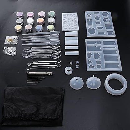 Dam Skerisi 94Pcs Silicone Jewelry, DIY Resin Set, Reusable Durable Safe Elastic Pendant Casting with Glitter Sequins, Screw Eye Pins, Tools for Handmade Jewelry Craft Making - Image 5