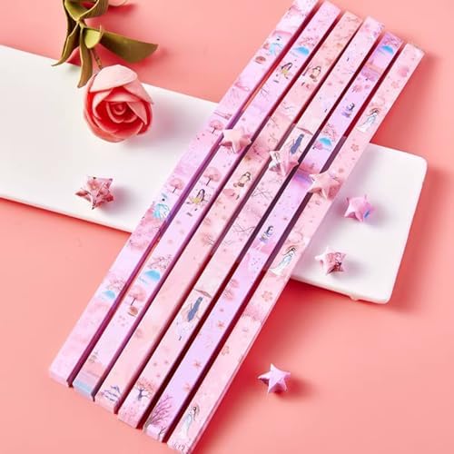 Origami Paper Stars, Colorful Handcraft Origami Lucky Star Paper DIY Paper Arts Creativity Hand Art Crafts (Cherry Blossom Girl(540) sheets) - Image 4