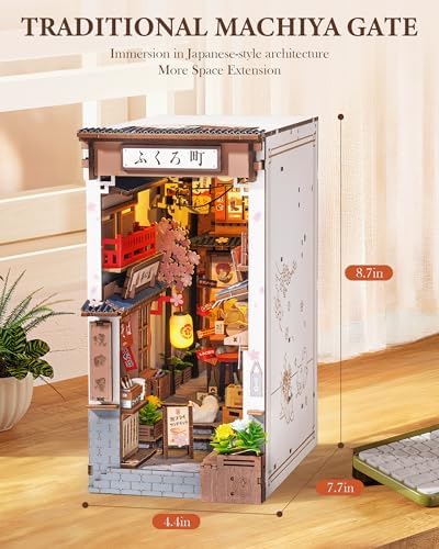 Rolife Book Nook Kit Sakura Wine Alley, 3D Wooden Puzzle Booknook for Bookshelf Decor, Japanese-Inspired Sakura Theme Creative DIY Miniature Dollhouse Kit, Crafts Gifts for Adults, Teens & Book Lovers - Image 2