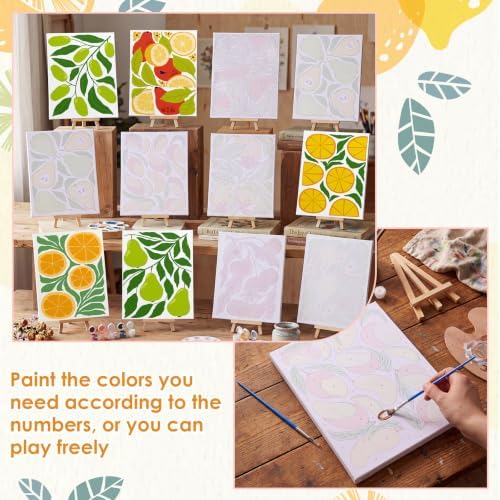 RoundFunny 12Set Paint by Numbers Kit for Adult Summer Fruit Painting 8x10 - Image 3