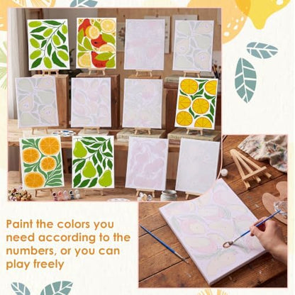RoundFunny 12Set Paint by Numbers Kit for Adult Summer Fruit Painting 8x10 - Image 3
