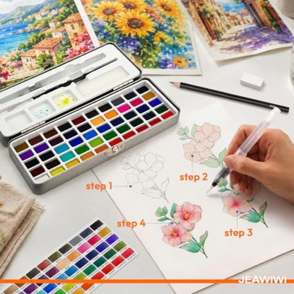 JEAWIWI Watercolor Paint Set, 50 Colors, Portable Water Color Kit - Image 7