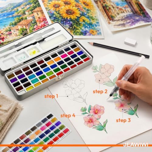 JEAWIWI Watercolor Paint Set,168 Colors, Portable Water Color Kit - Image 7