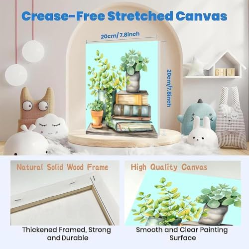 Fotasmua 4 Pack Framed Paint by Numbers for Adult, Book Paint by Numbers Kit for Adults Kids, DIY Flowers Plant Acrylic Painting on Canvas for Home Wall Art Decor 8 x 8 Inch - Image 5