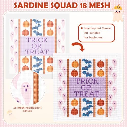XunYee Needlepoint Canvas Kit, Halloween Trick or Treat - Image 3