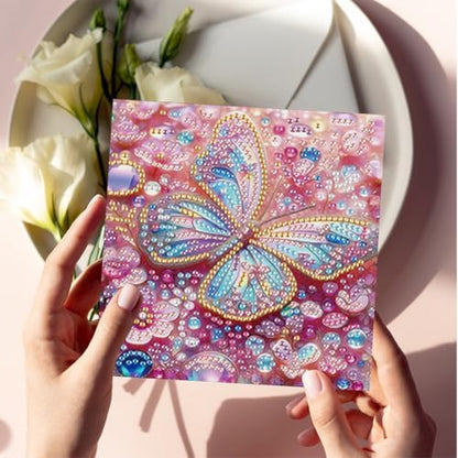 jinglinhh 6pcs Flower Butterfly Seaside Diamond Art Painting Greeting Cards with Envelopes, DIY Card Making Kits for Adults, Diamond Art Postcards Holiday Cards Craft Gifts - Image 6