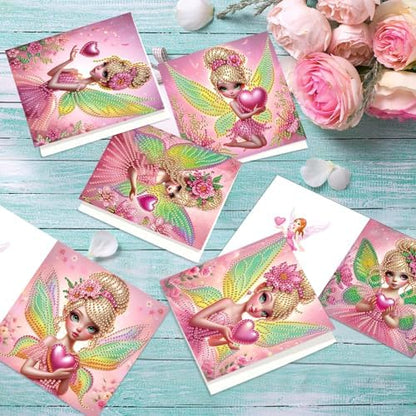 MVVMTOP 6pcs Diamond Painting Greeting Card with envelopes, DIY Fairy Diamond Art Greeting Card for Blessing and Wish Special Shaped Arts Crafts for Christmas Birthday Thanksgiving Day Holiday - Image 5