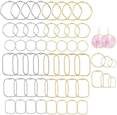48 Pcs Alloy Open Back Bezel Pendants, 6 Styles Hollow Frame Pendants Ring for Resin Jewelry Making by Unknown