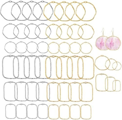 48 Pcs Alloy Open Back Bezel Pendants, 6 Styles Hollow Frame Pendants Ring for Resin Jewelry Making by Unknown