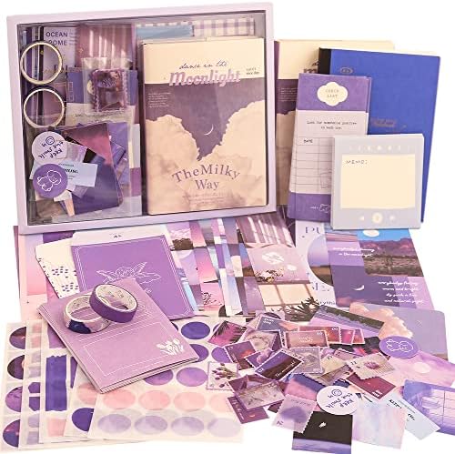 emmoolife 348 Pcs Scrapbooking Supplies Kit, Vintage Aesthetic Scrapbook Kit for Bullet Junk Journal, Stationery, A6 Grid Notebook, DIY Journaling Supplies, Birthday Craft Gift for Teen Girl Women by emmoolife