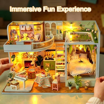 DIY Miniature House Kit w/Dust Cover, Flower Miniature Dollhouse Kits - Image 7