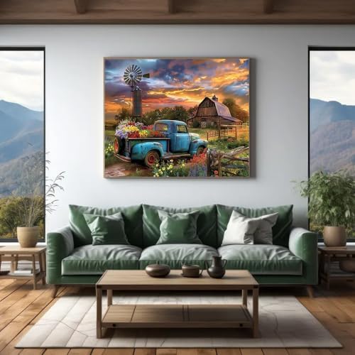 Farmhouse Truck Flower Paint by Numbers Kit for Adults Canvas,Frameworkless - Image 5