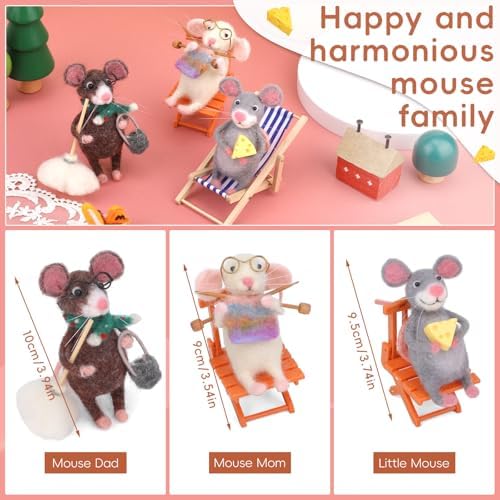 OEHPICC Mouse Family Needle Felting Kit,Needle Felting Starter Kit - Image 3