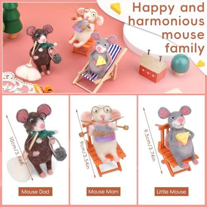 OEHPICC Mouse Family Needle Felting Kit,Needle Felting Starter Kit - Image 3