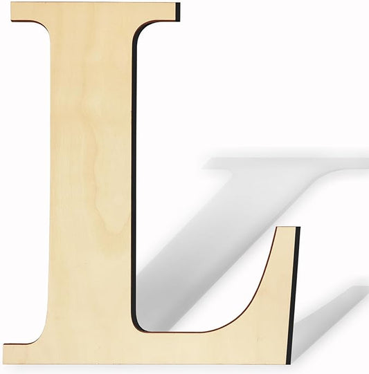 17 Inch Unfinished Wood Letter for Wall Decor, Paintable Thick Wooden Alphabet for DIY Craft Projects, Blank Wood Letter for Birthday, Parties, Wedding, Christmas Home Decoration (L)