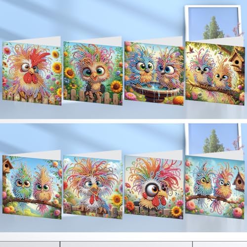 8pcs DIY Diamond Art Greeting Cards Kit with Envelopes&Tools - Create Your Own Sparkling Birthday, Thank You, Holiday Cards for Adults & Beginners(Humorous Bird) - Image 2