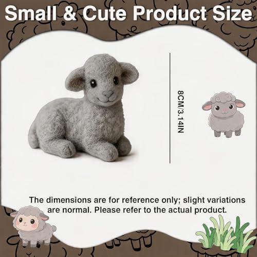 DIY Needle Felting Kit Cute Gray Lamb Lying – Needle Felting Starter Kit with Fiber Roving, Needles, Felting Pad & Instructions | Felted Farm Animal Kit for Beginners Adults | DIY Craft Gift - Image 2
