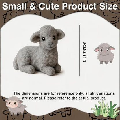 DIY Needle Felting Kit Cute Gray Lamb Lying – Needle Felting Starter Kit with Fiber Roving, Needles, Felting Pad & Instructions | Felted Farm Animal Kit for Beginners Adults | DIY Craft Gift - Image 2