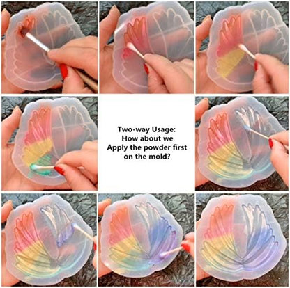 Small Package 5x30ml UV Resin Crystal Clear Newest Upgrade Formula Fast Curing, with 2 Molds Oceanic Patterns for DIY Pendants Crafts for Children, with 6pcs Pearlescent Metallic Pigment Powder - Image 5